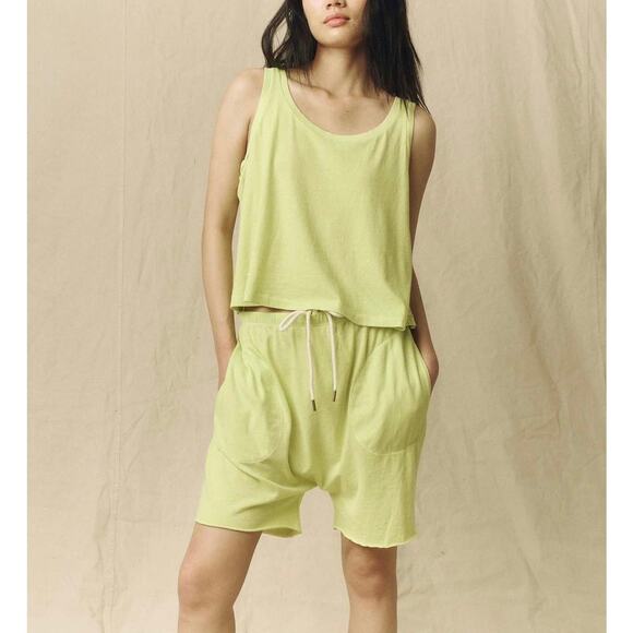 THE GREAT The Sport Tank Womens 0 LIme Zest Green Cropped Relaxed Cotton Scoop - Picture 15 of 15